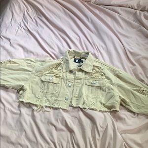 super cute yellow cropped jean jacket